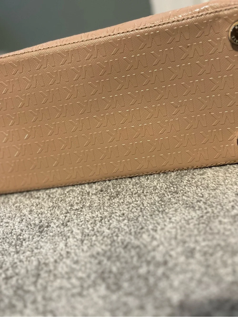 Michael Kors Nude Beige Embossed Dome Satchel